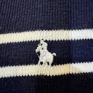 Boys Polo Ralph Lauren Fine 100% Pima Cotton Sweater Navy White Size L (14-16)